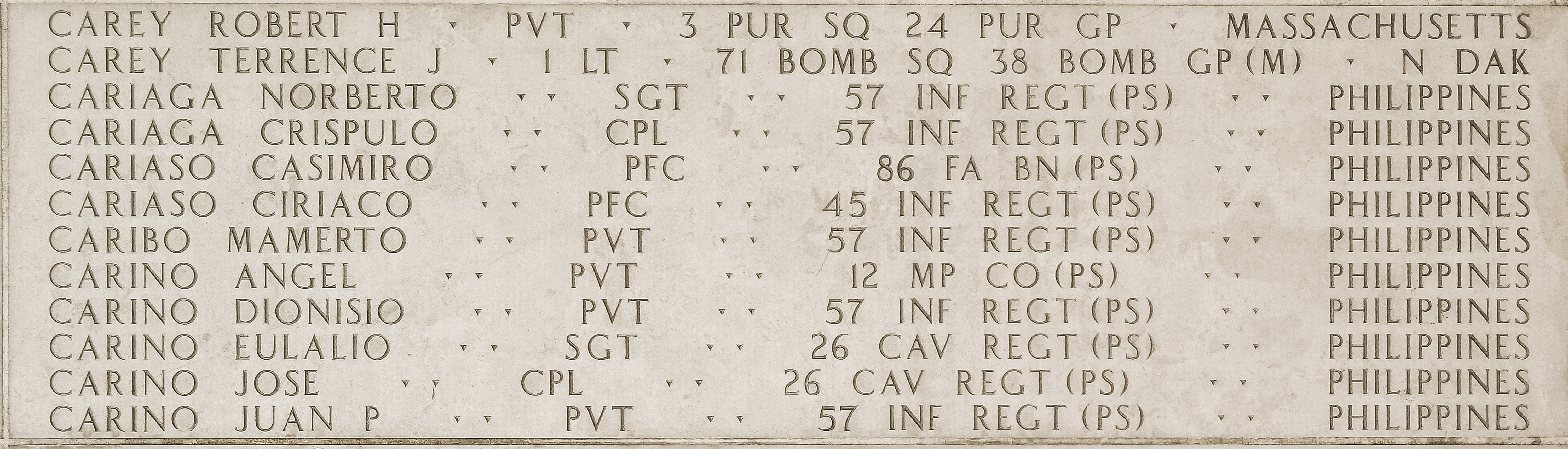 Ciriaco  Cariaso, Private First Class